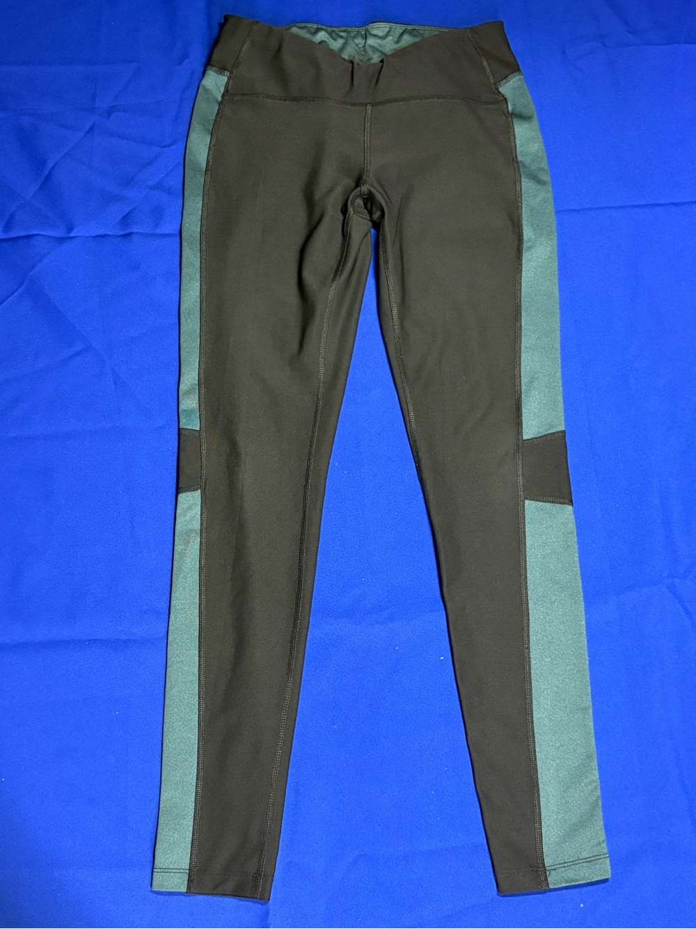 Women's Black Pants with Dark Green Side Panels Size S